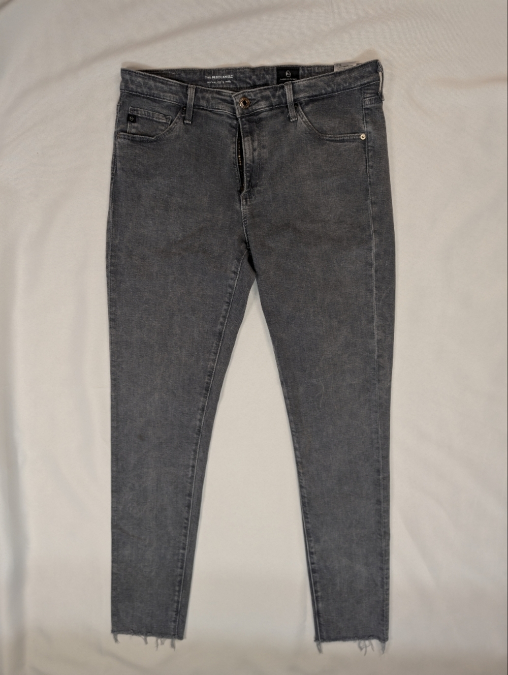 AG Adriano Goldschmied The Middi Ankle Jeans Grey Raw Hem Size 30R
